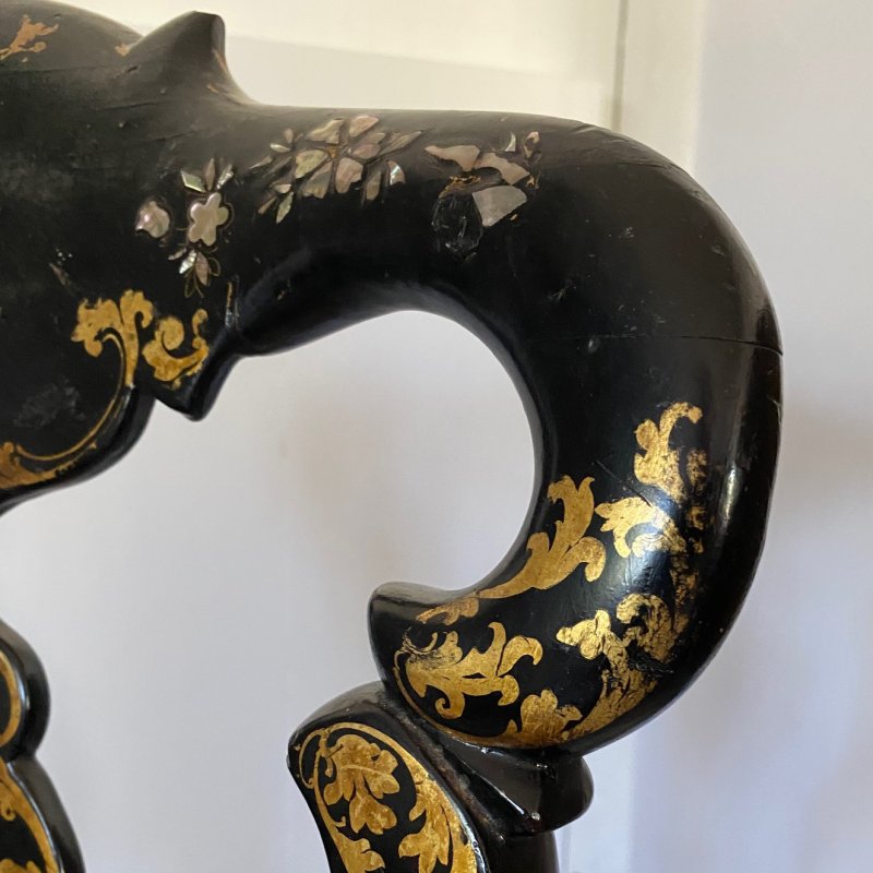 Victorian Ebonised Chinoiserie Chair - Image 4