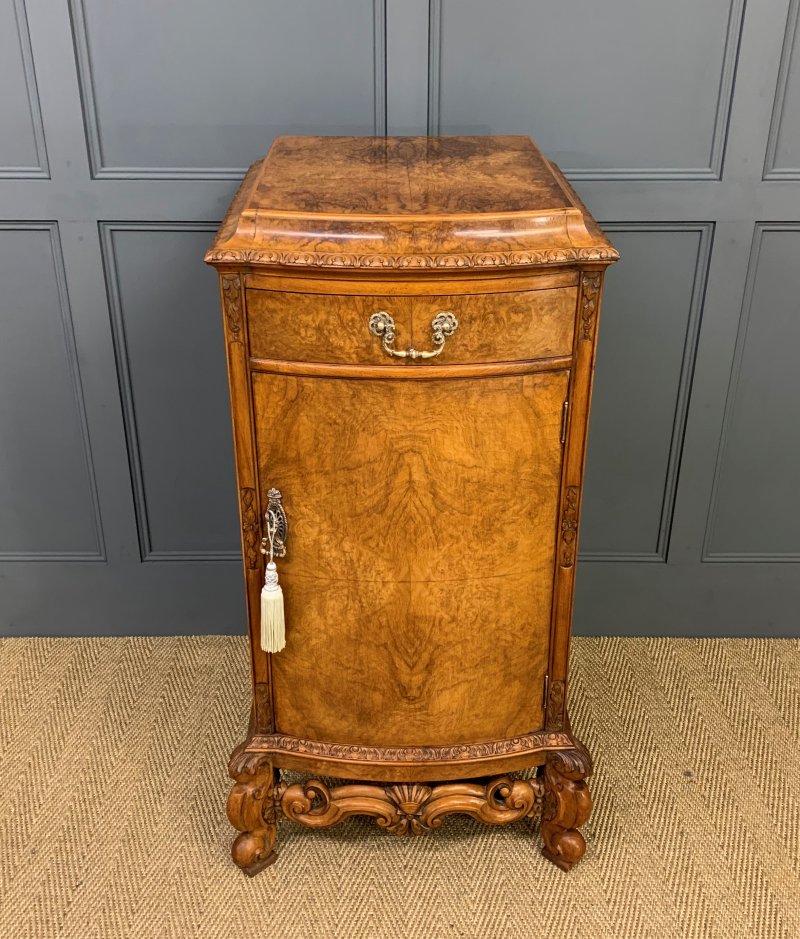 Tall Pair of Burr Walnut Pedestal Cupboards - Image 5