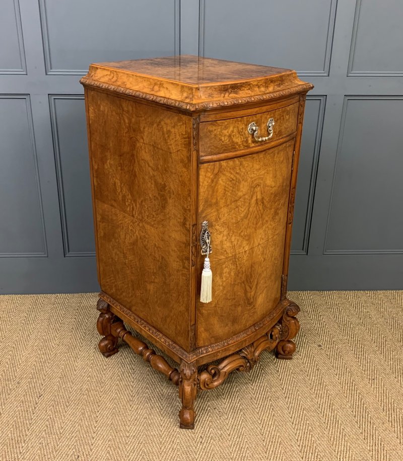 Tall Pair of Burr Walnut Pedestal Cupboards - Image 6
