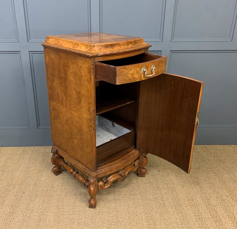 Tall Pair of Burr Walnut Pedestal Cupboards - Image 4