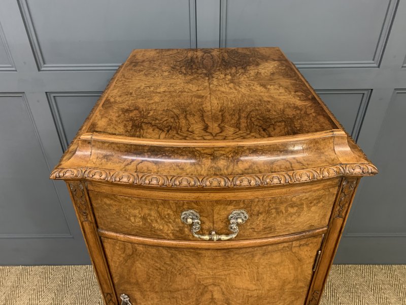 Tall Pair of Burr Walnut Pedestal Cupboards - Image 16