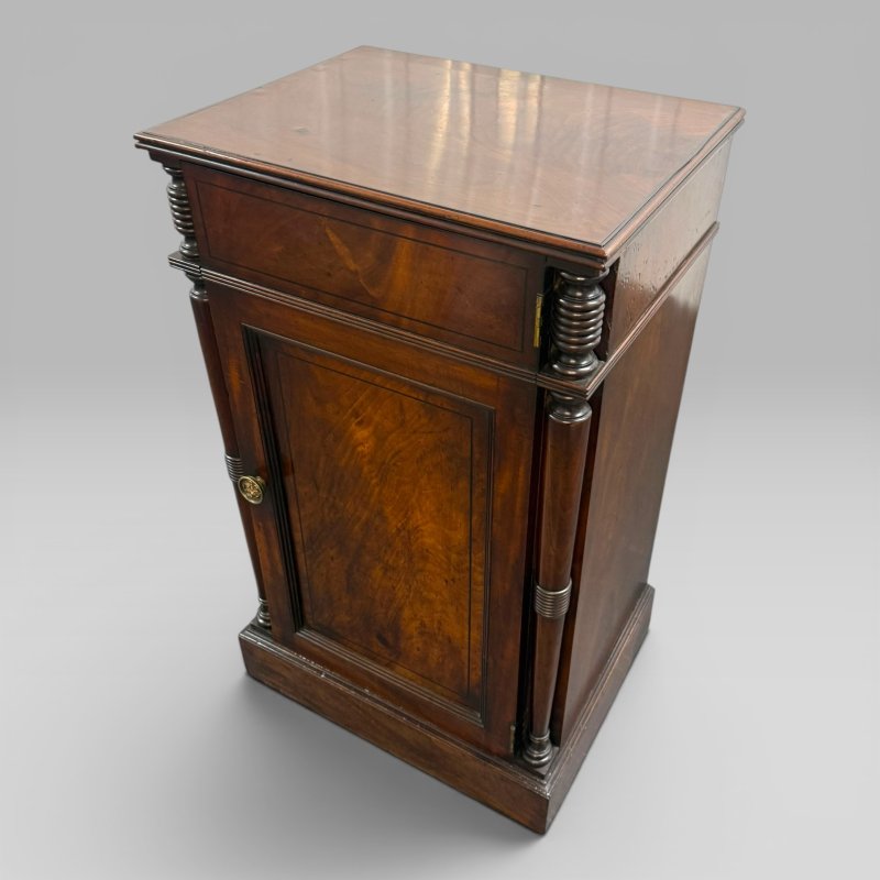 Antique Regency Mahogany Wine Cooler Cellarette Cabinet |  Metal Lined Interior