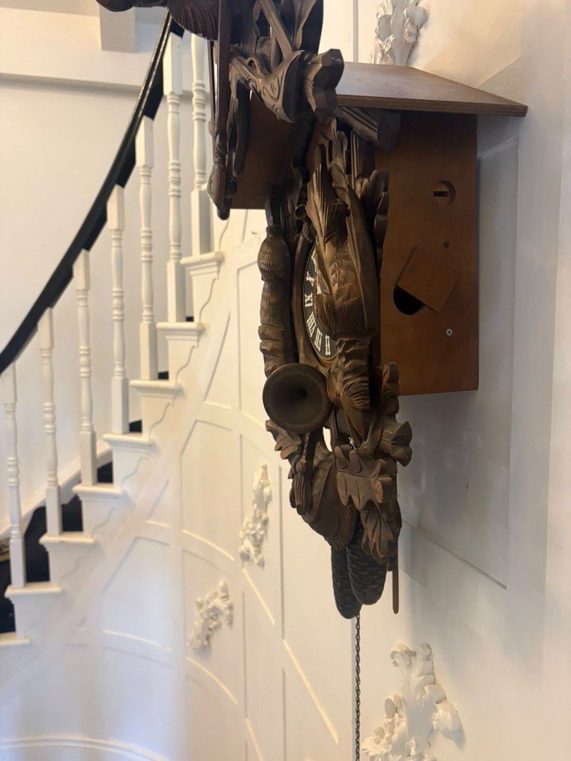 Antique Black Forest Carved Walnut Cuckoo Clock - Image 3
