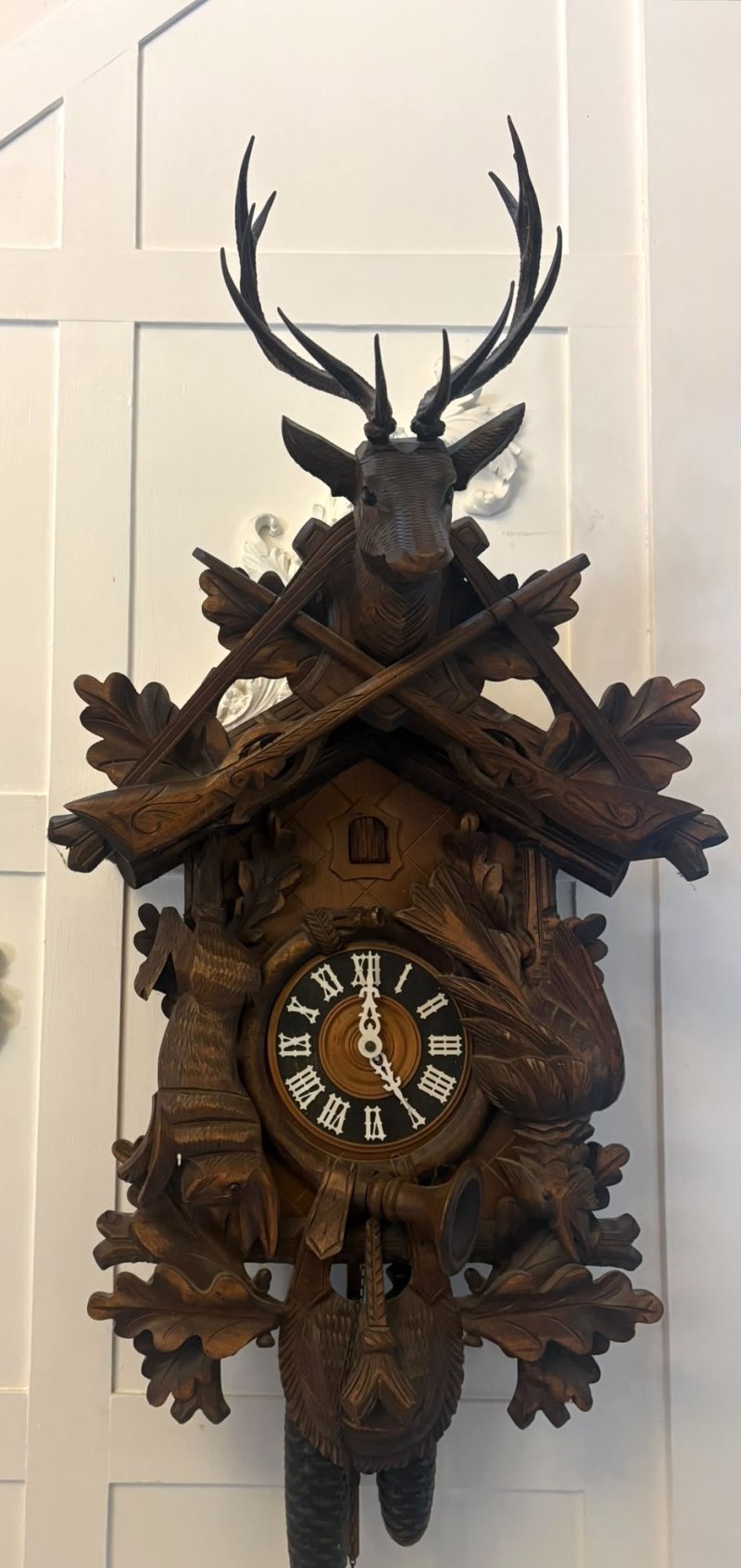 Antique Black Forest Carved Walnut Cuckoo Clock - Image 5