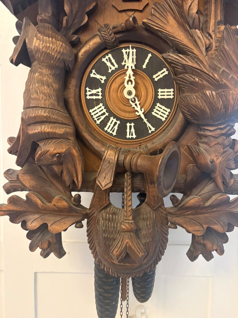 Antique Black Forest Carved Walnut Cuckoo Clock - Image 10