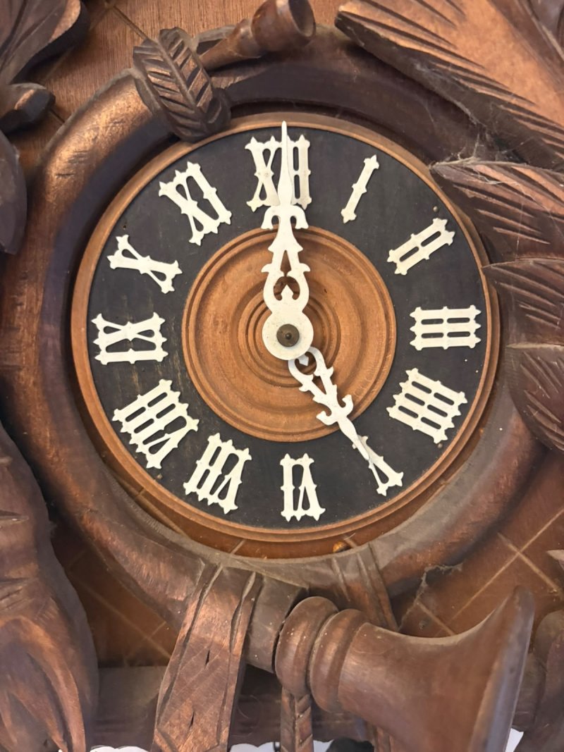 Antique Black Forest Carved Walnut Cuckoo Clock - Image 11