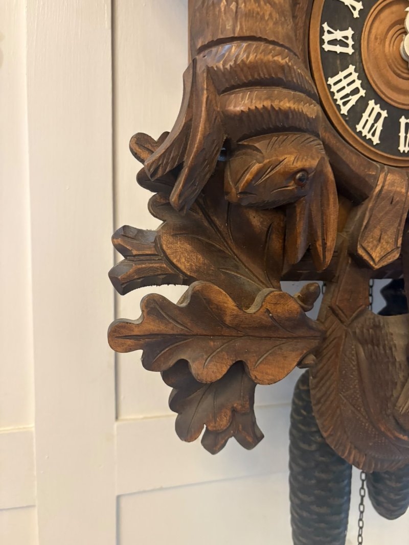 Antique Black Forest Carved Walnut Cuckoo Clock - Image 12