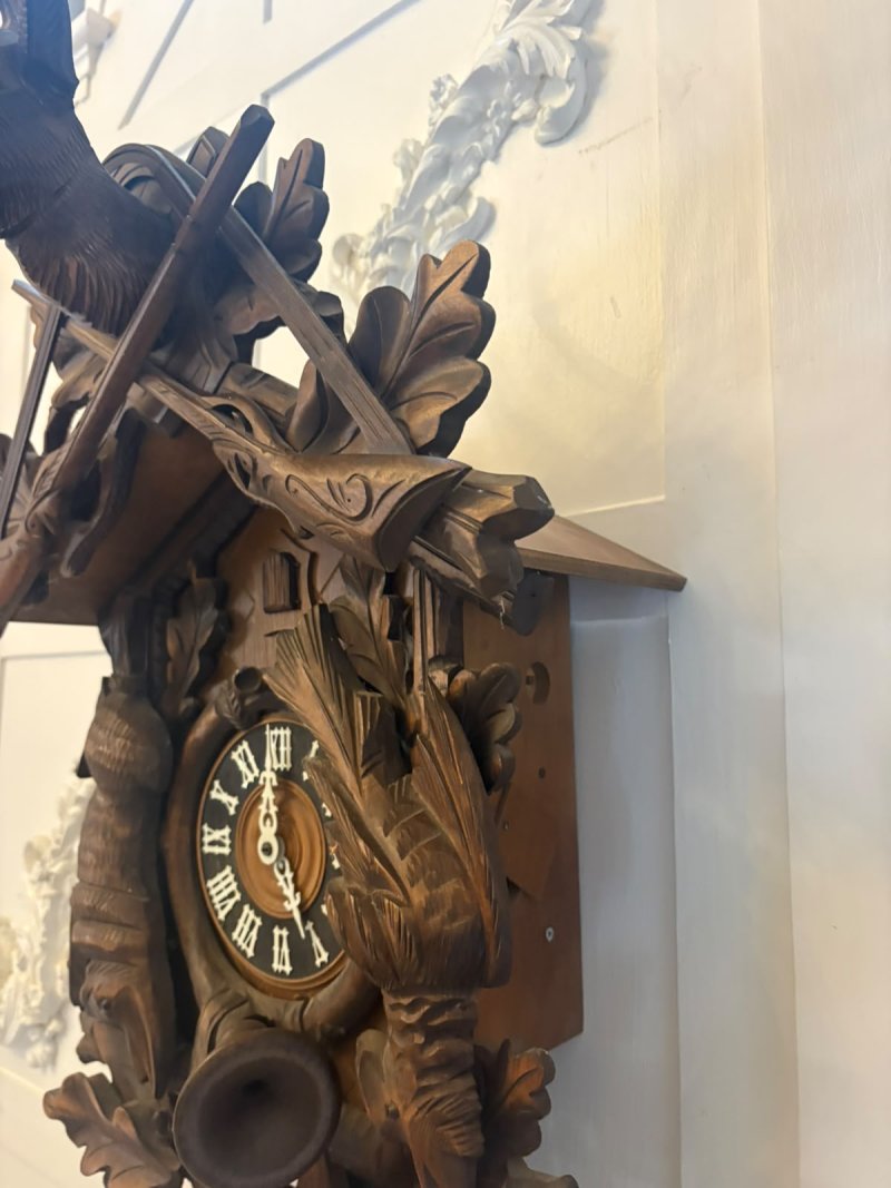 Antique Black Forest Carved Walnut Cuckoo Clock - Image 13