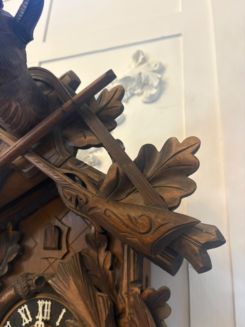 Antique Black Forest Carved Walnut Cuckoo Clock - Image 16