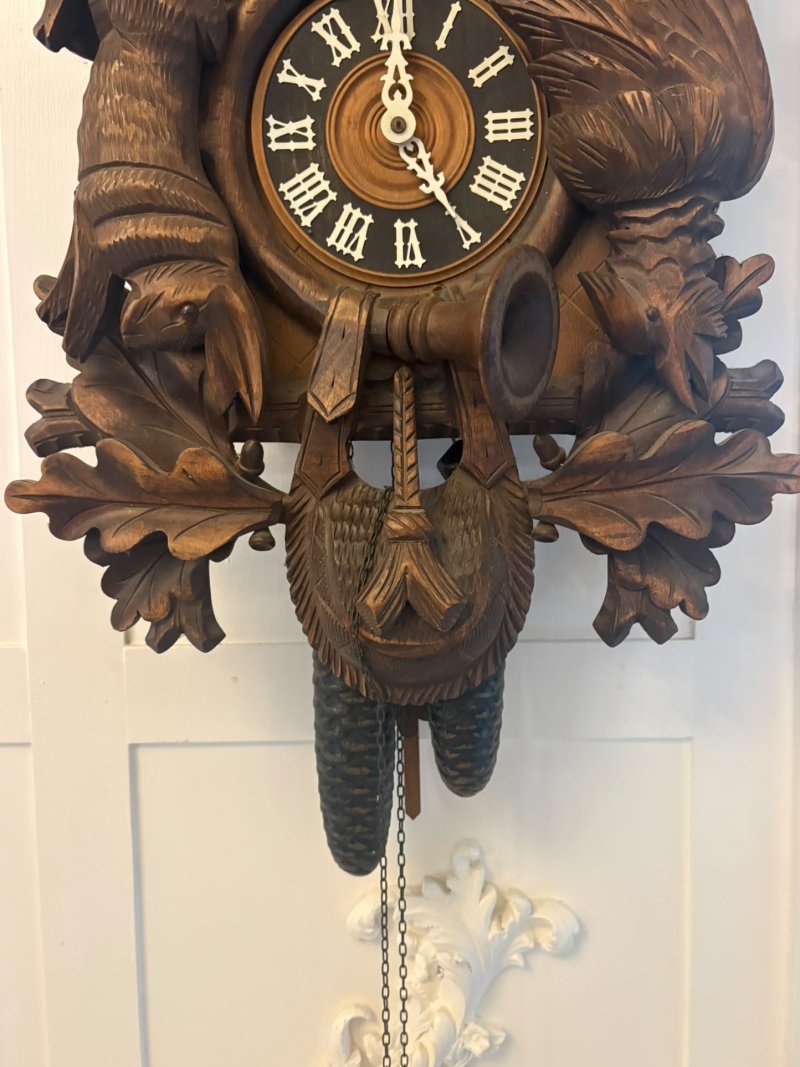 Antique Black Forest Carved Walnut Cuckoo Clock - Image 17