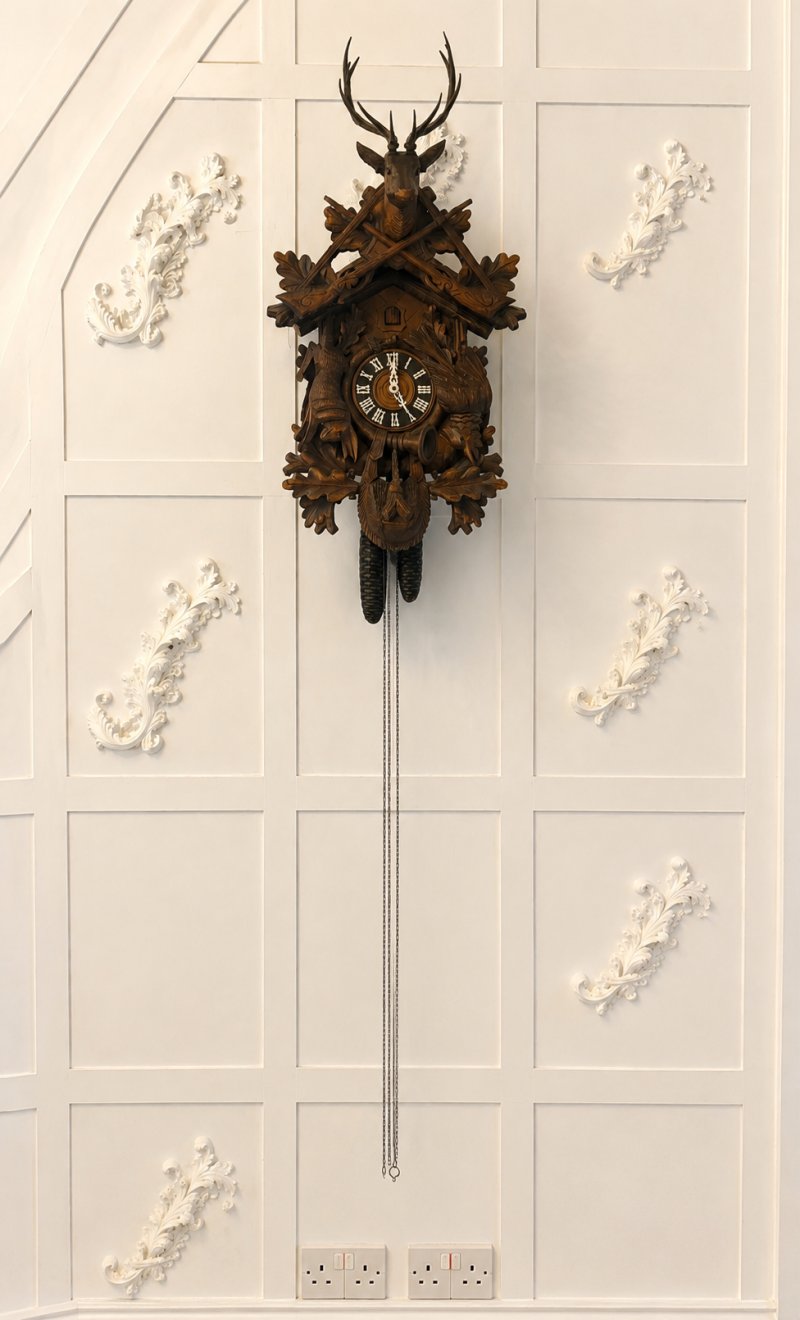 Antique Black Forest Carved Walnut Cuckoo Clock