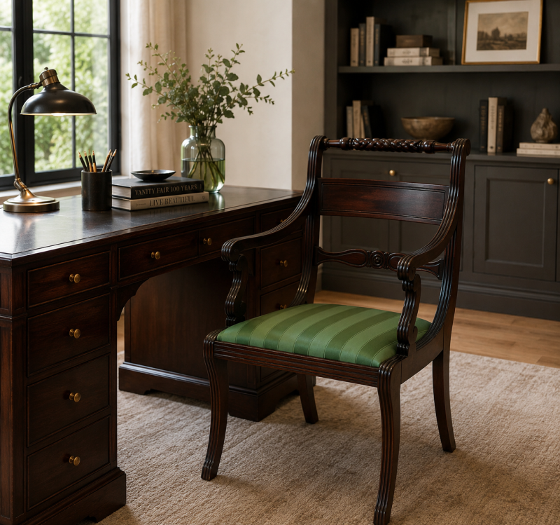 Antique Regency Mahogany Desk Chair - Image 11