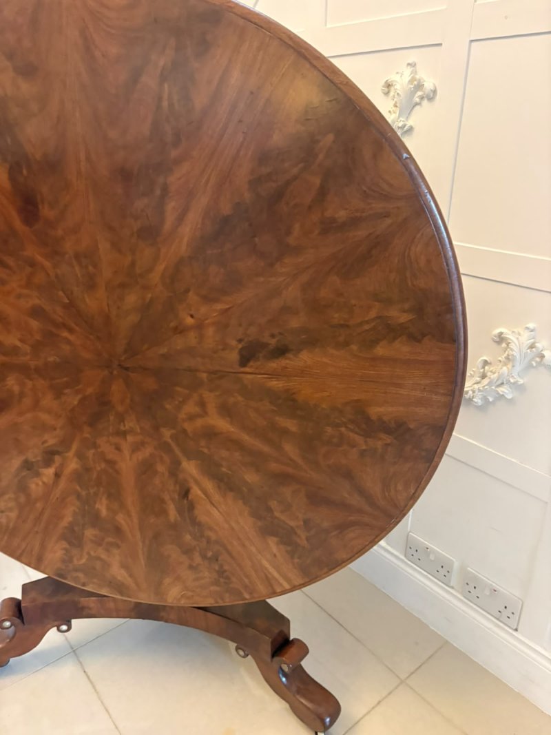 Antique Regency Figured Mahogany 6 Seater Circular Tilt-Top Dining Centre Table - Image 5