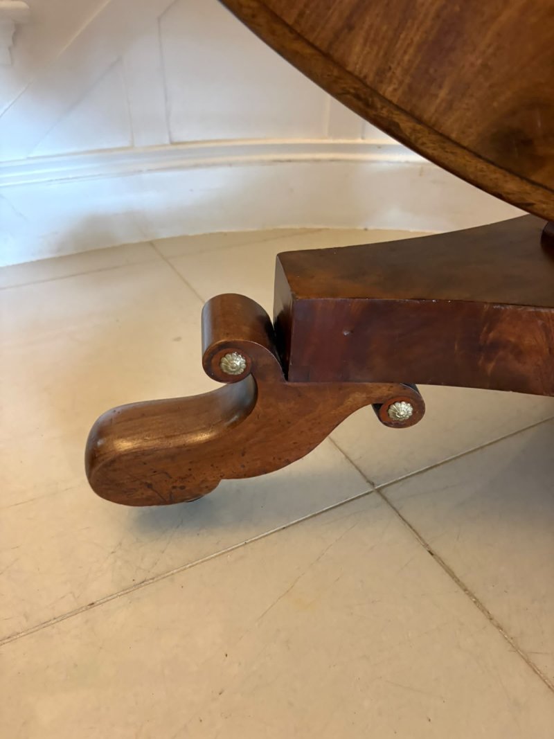 Antique Regency Figured Mahogany 6 Seater Circular Tilt-Top Dining Centre Table - Image 8