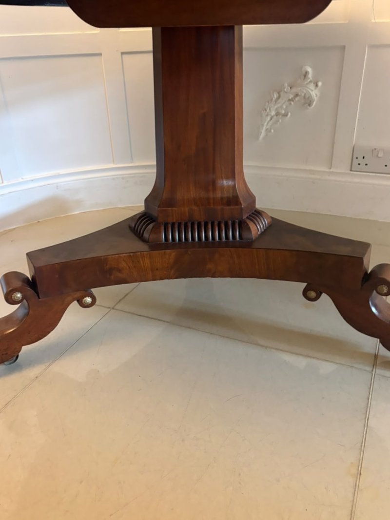 Antique Regency Figured Mahogany 6 Seater Circular Tilt-Top Dining Centre Table - Image 11