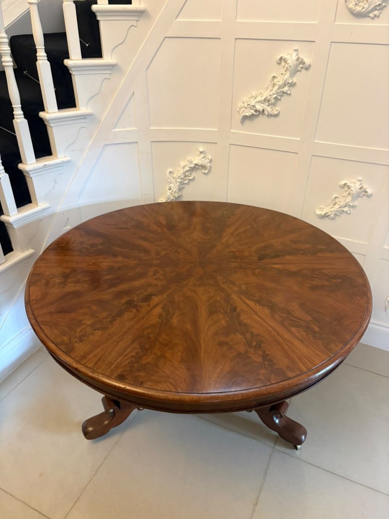 Antique Regency Figured Mahogany 6 Seater Circular Tilt-Top Dining Centre Table - Image 3