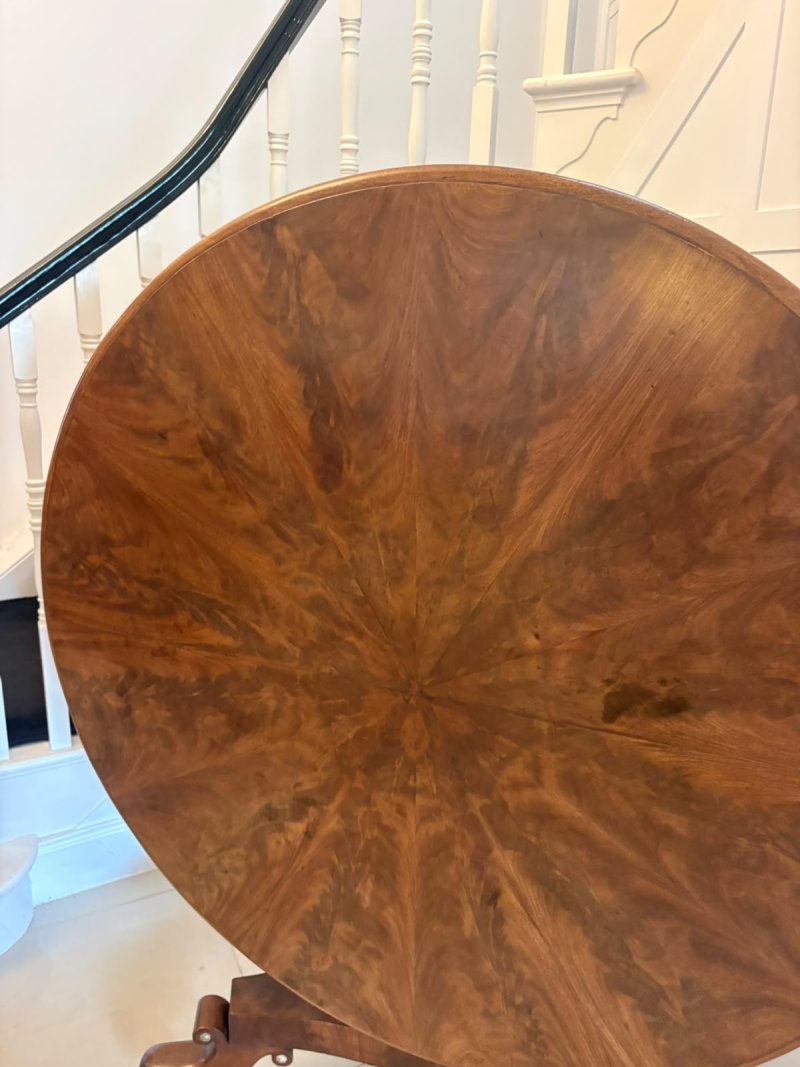 Antique Regency Figured Mahogany 6 Seater Circular Tilt-Top Dining Centre Table - Image 7