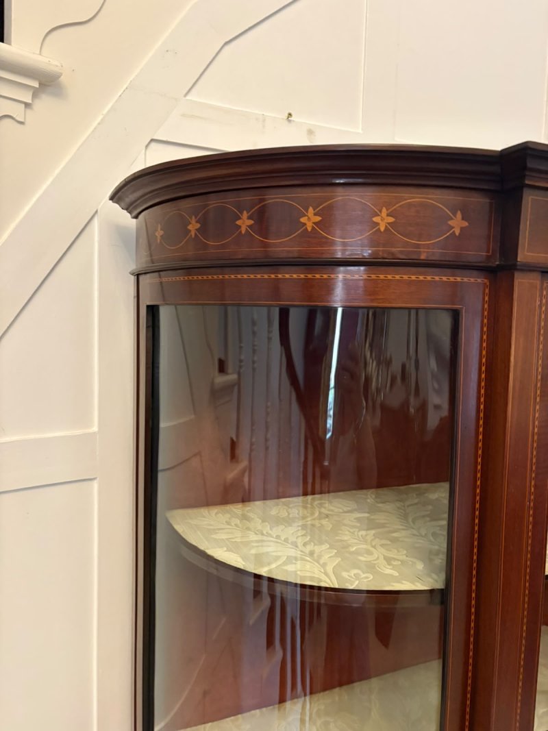 Antique Edwardian Mahogany Inlaid Bow-Ended Display Cabinet - Image 8