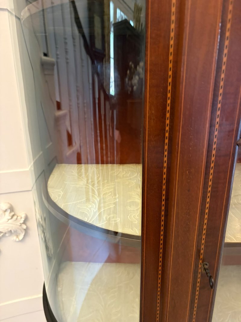 Antique Edwardian Mahogany Inlaid Bow-Ended Display Cabinet - Image 10