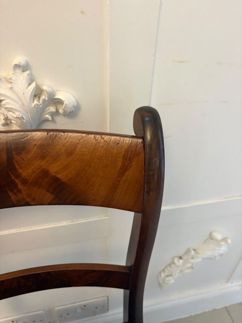 Antique Regency Set of Four Mahogany Bar Back Dining Chairs with Sabre Legs - Image 13