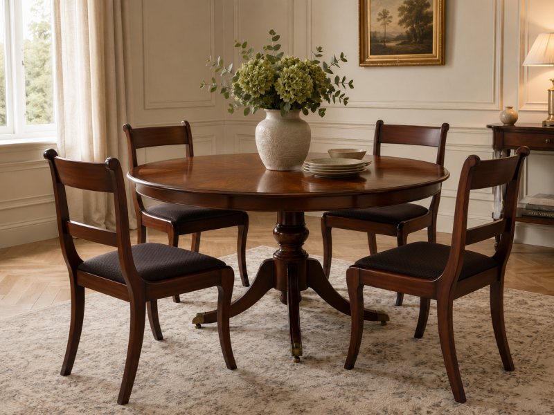 Antique Regency Set of Four Mahogany Bar Back Dining Chairs with Sabre Legs - Image 2