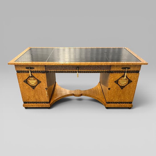 French Neoclassical Office Set by Mercier Frères – Desk, Cabinet & Chair - Image 2