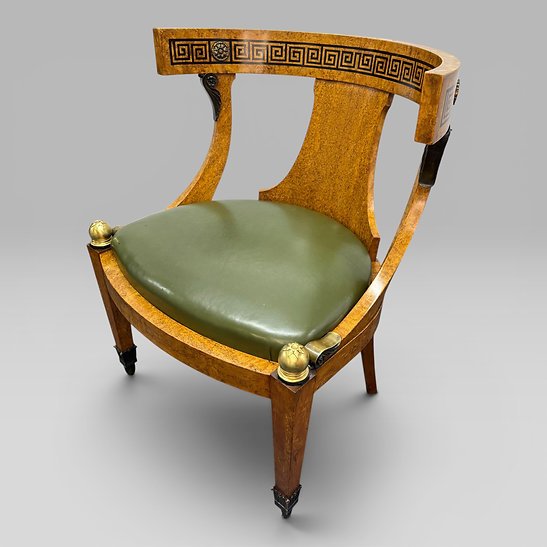 French Neoclassical Office Set by Mercier Frères – Desk, Cabinet & Chair - Image 6