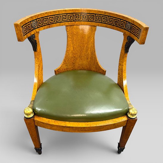 French Neoclassical Office Set by Mercier Frères – Desk, Cabinet & Chair - Image 7