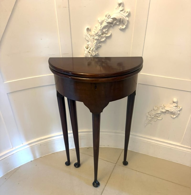 Antique Victorian Mahogany Fold Over Tea Occasional Side Lamp Table with Concealed Storage Compartment