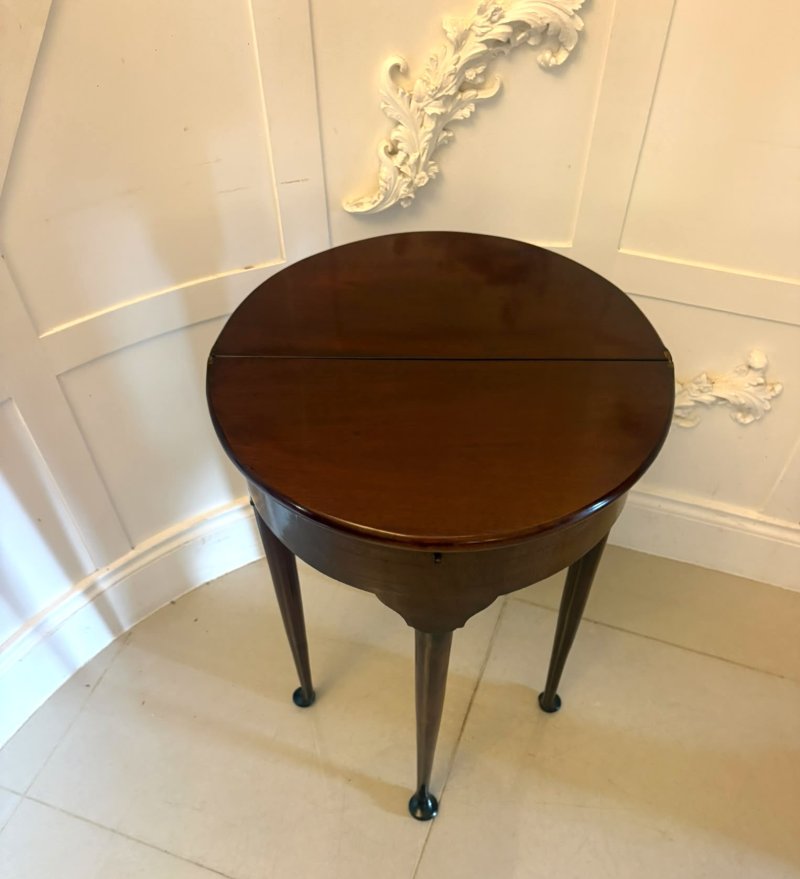 Antique Victorian Mahogany Fold Over Tea Occasional Side Lamp Table with Concealed Storage Compartment - Image 5
