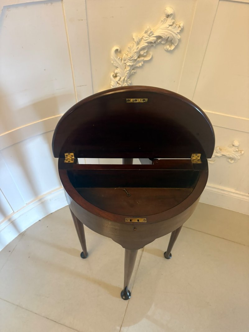 Antique Victorian Mahogany Fold Over Tea Occasional Side Lamp Table with Concealed Storage Compartment - Image 6