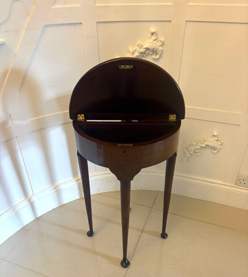 Antique Victorian Mahogany Fold Over Tea Occasional Side Lamp Table with Concealed Storage Compartment - Image 11