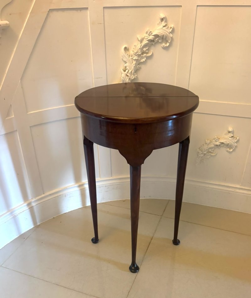 Antique Victorian Mahogany Fold Over Tea Occasional Side Lamp Table with Concealed Storage Compartment - Image 3