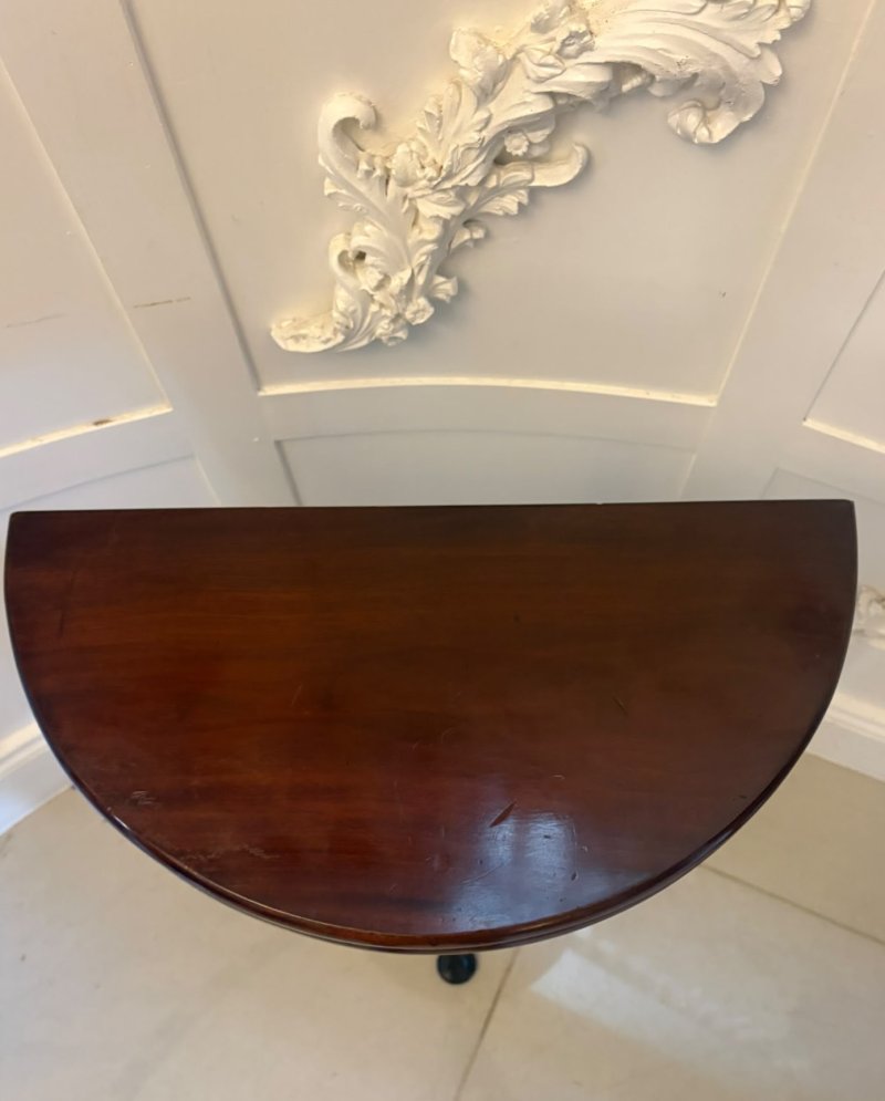 Antique Victorian Mahogany Fold Over Tea Occasional Side Lamp Table with Concealed Storage Compartment - Image 12
