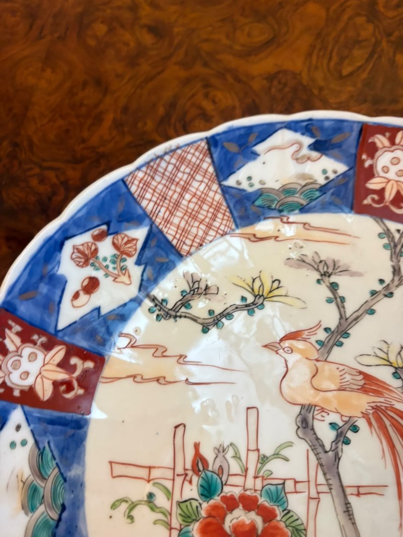 Antique Japanese Meiji Imari Porcelain Plates with Exotic Birds – Pair - Image 3