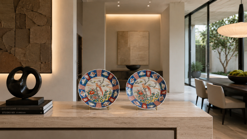 Antique Japanese Meiji Imari Porcelain Plates with Exotic Birds – Pair - Image 24