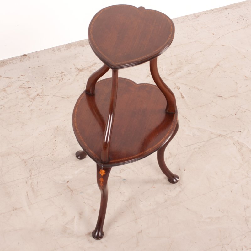 Heart Shaped Two Tier Mahogany Occasional Table - Image 3