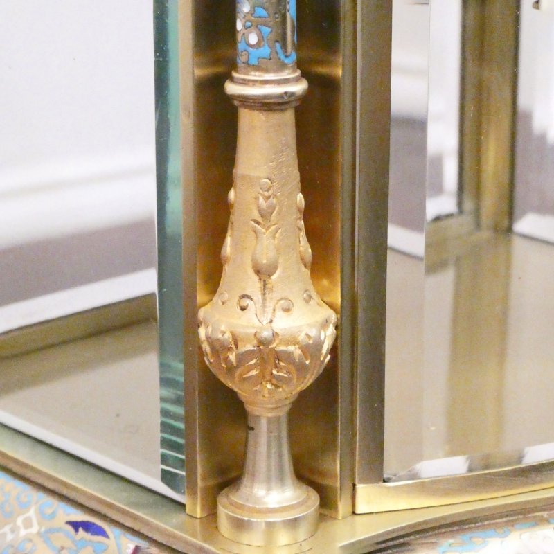 French Onyx & Champleve Four Glass Mantel Clock by Samuel Marti - Image 5
