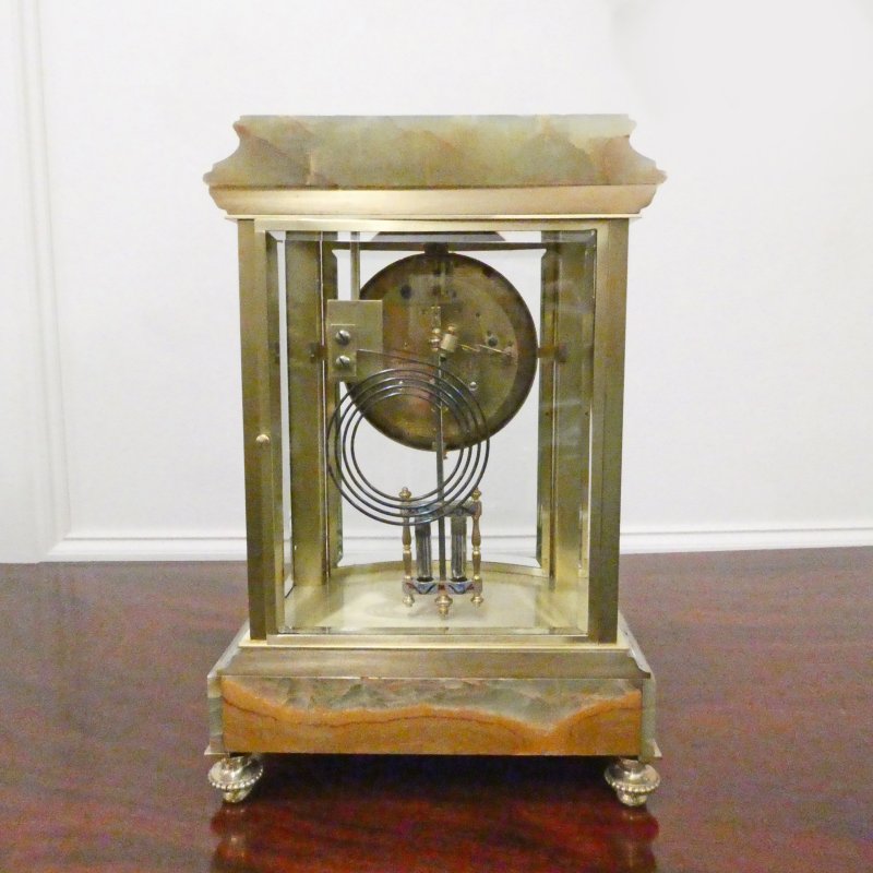 French Onyx & Champleve Four Glass Mantel Clock by Samuel Marti - Image 12
