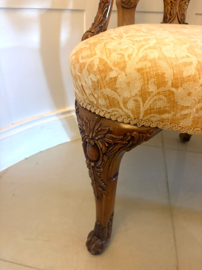 Antique Pair of Carved Walnut Desk Armchairs - Image 14