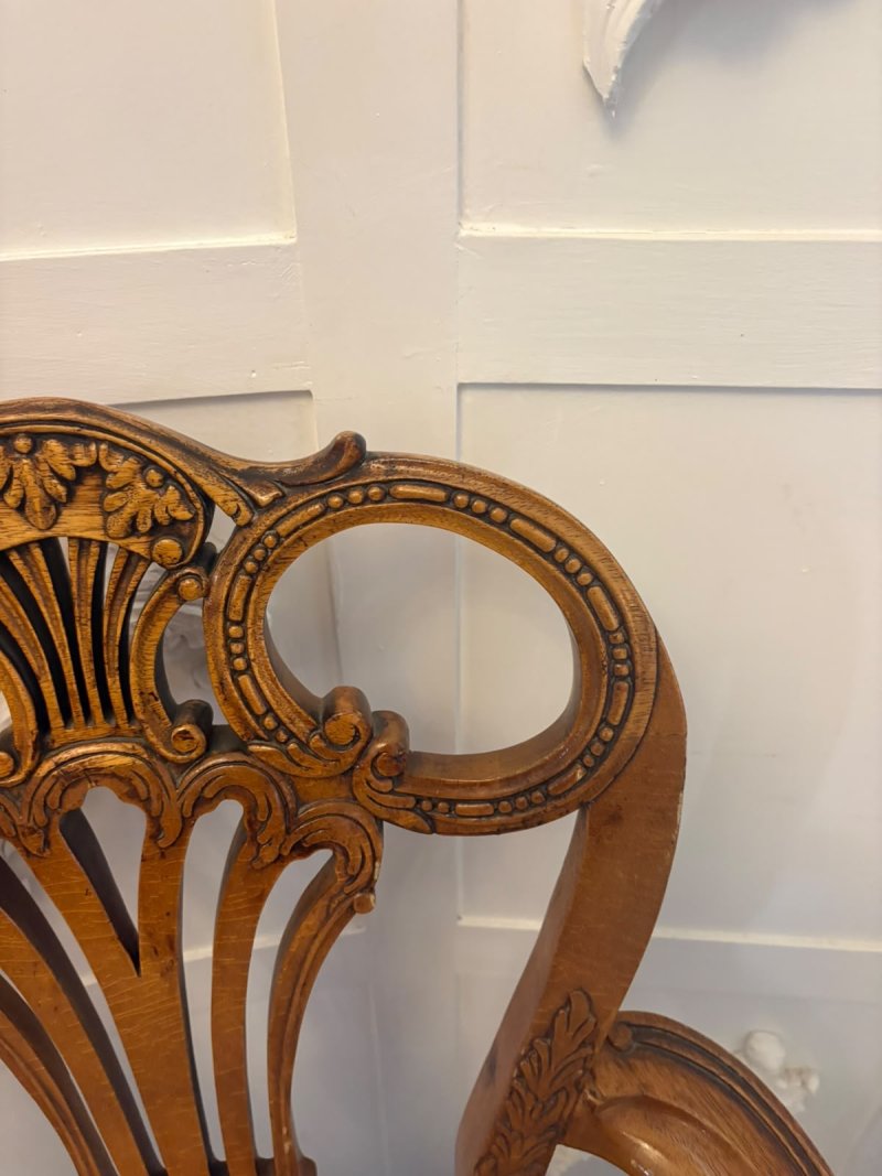 Antique Pair of Carved Walnut Desk Armchairs - Image 11