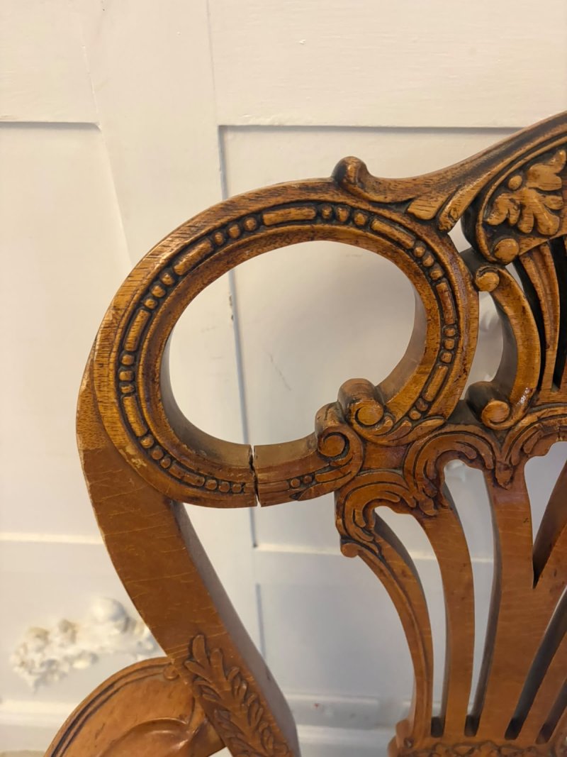 Antique Pair of Carved Walnut Desk Armchairs - Image 12