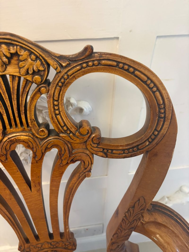 Antique Pair of Carved Walnut Desk Armchairs - Image 13