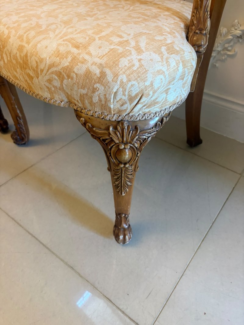 Antique Pair of Carved Walnut Desk Armchairs - Image 16