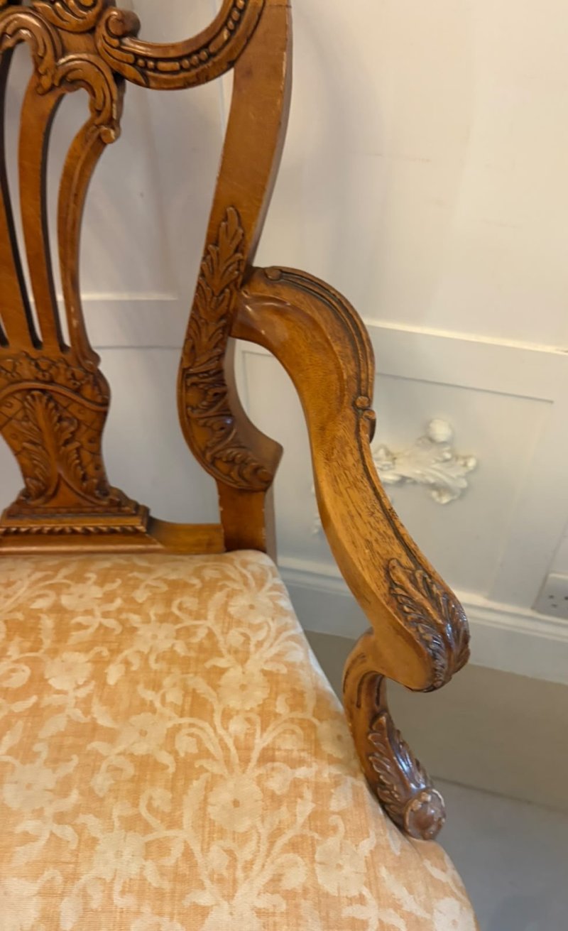 Antique Pair of Carved Walnut Desk Armchairs - Image 18