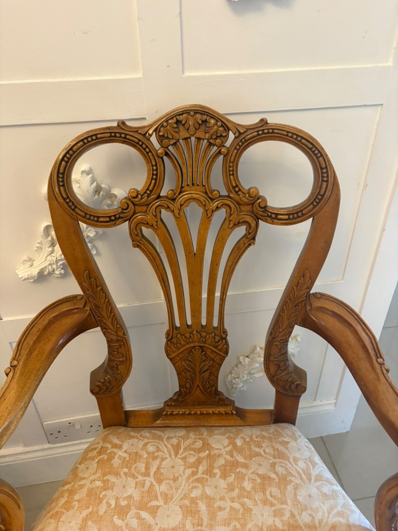 Antique Pair of Carved Walnut Desk Armchairs - Image 17