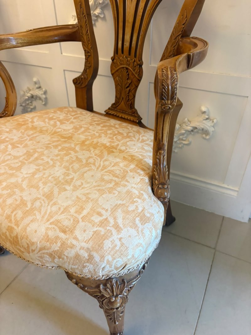 Antique Pair of Carved Walnut Desk Armchairs - Image 19