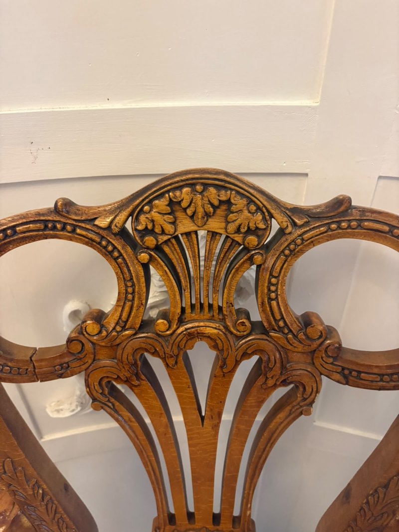 Antique Pair of Carved Walnut Desk Armchairs - Image 20