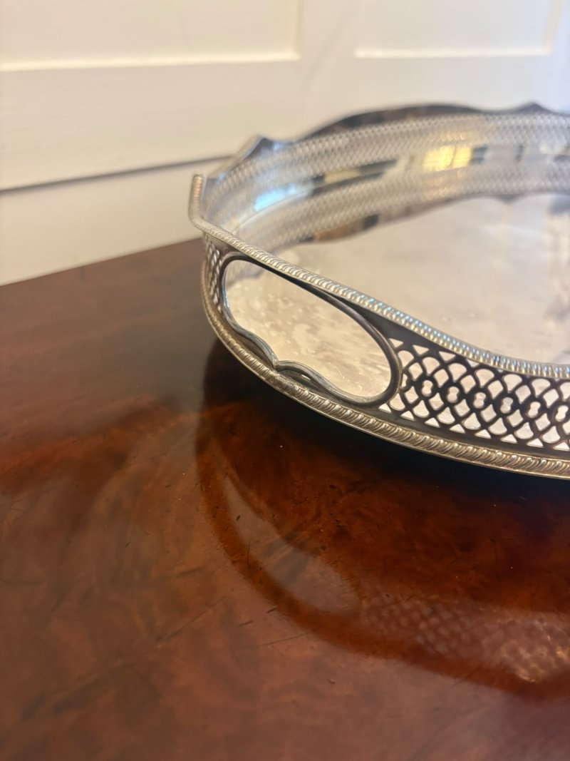 Antique Edwardian Silver Plated Gallery Tea Tray - Image 5