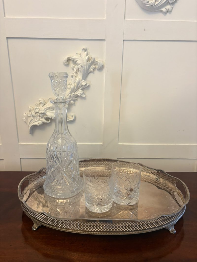 Antique Edwardian Silver Plated Gallery Tea Tray - Image 4